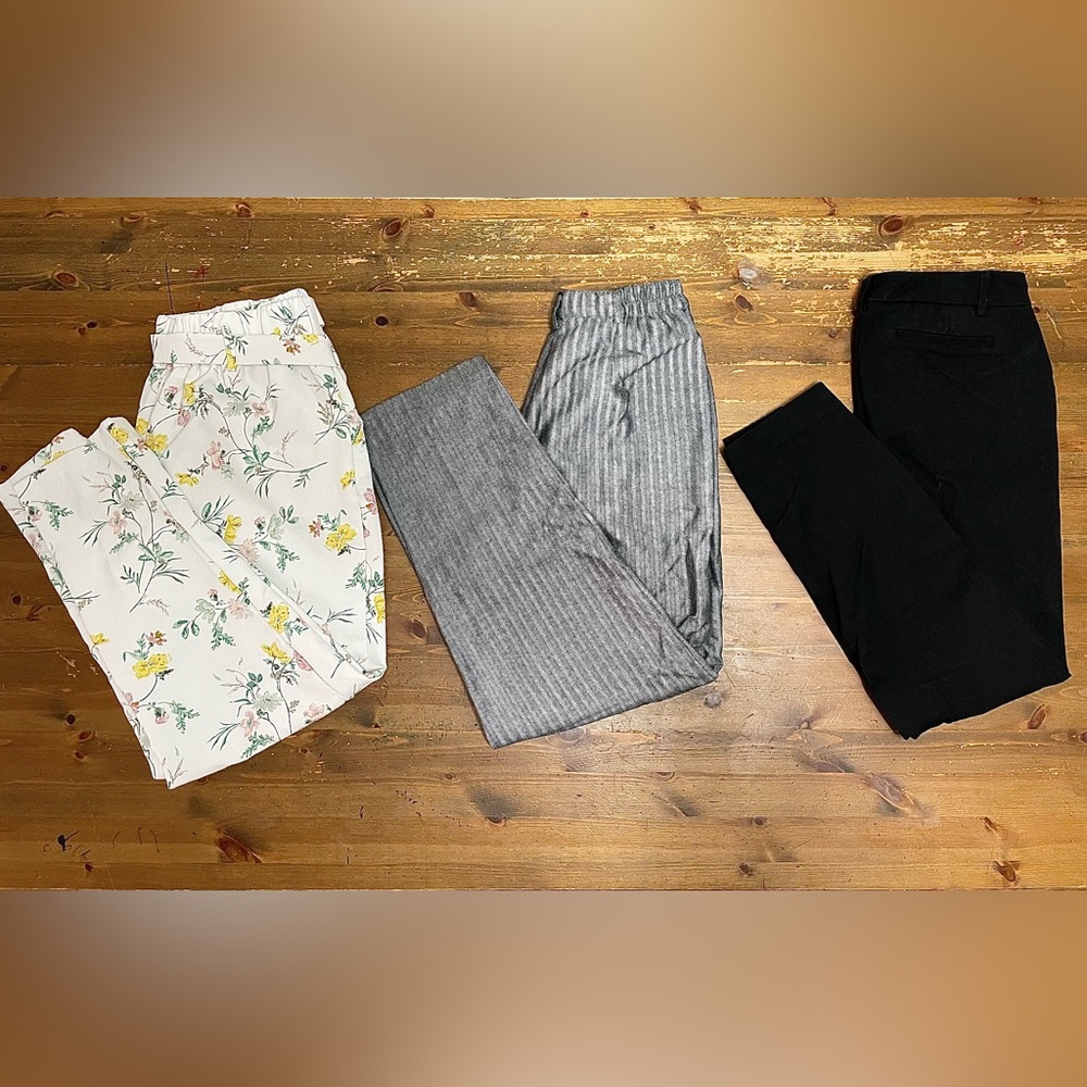 Dress Pants Lot - Classic Black, Grey Highwaist, Floral Pleated Office Size 8